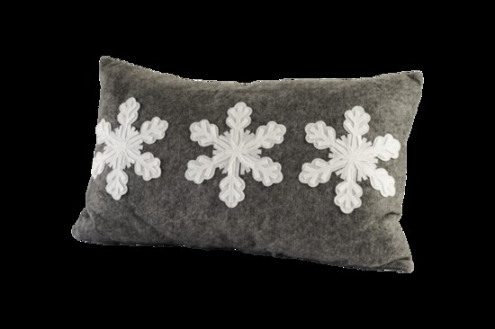 Grey snowflake pillow = $36.99